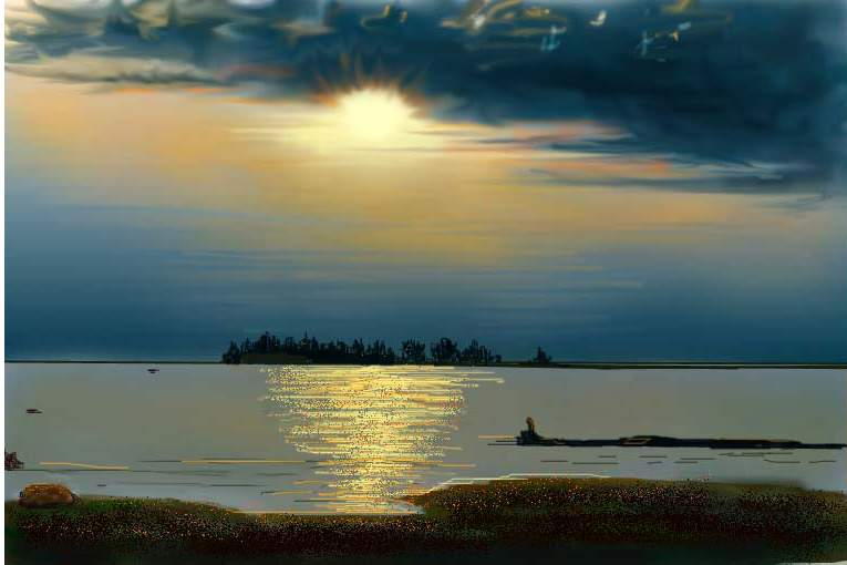 Закат над заливом.
Картина маслом.
Рисовал Димон.